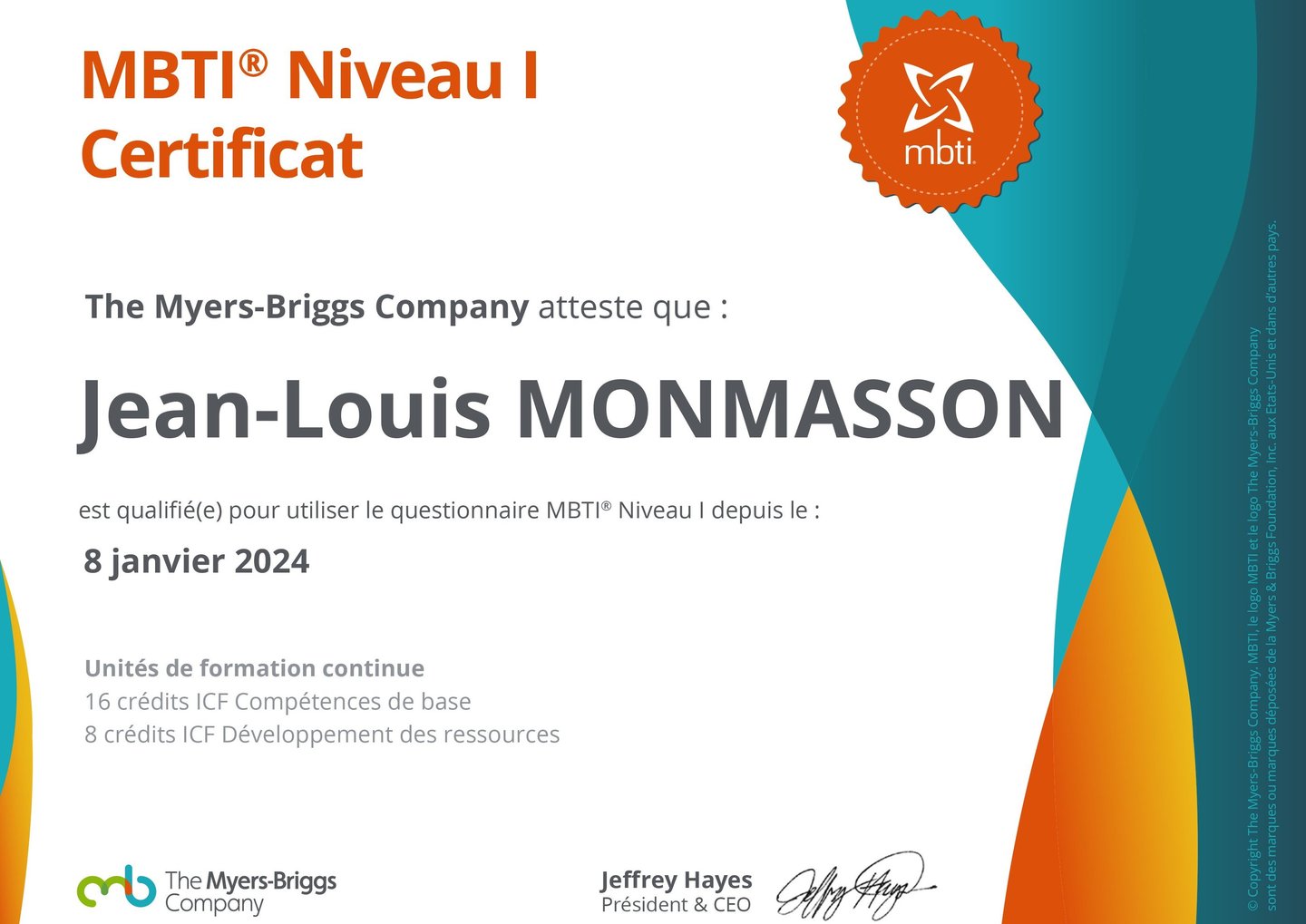 Certificat MBTI