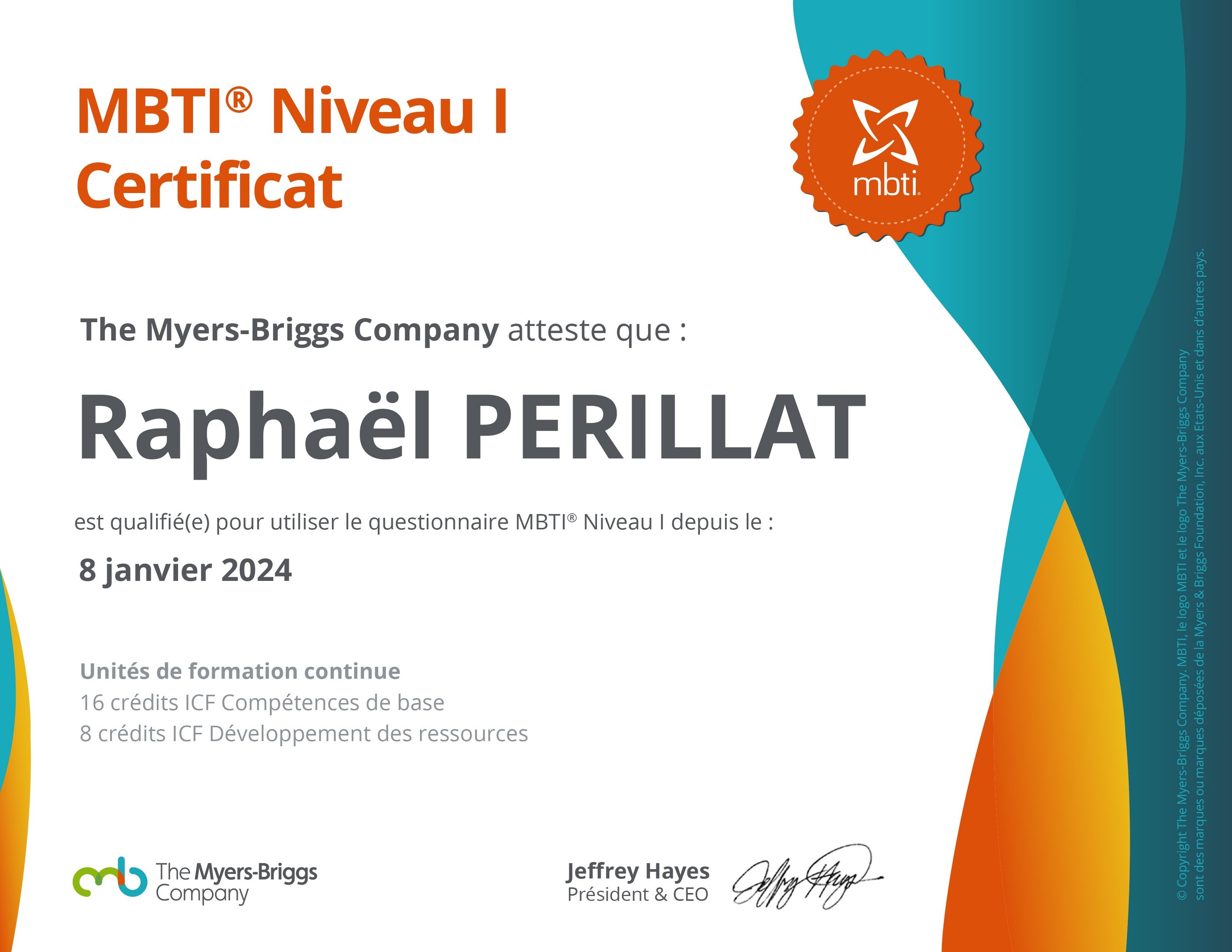 Certificat MBTI